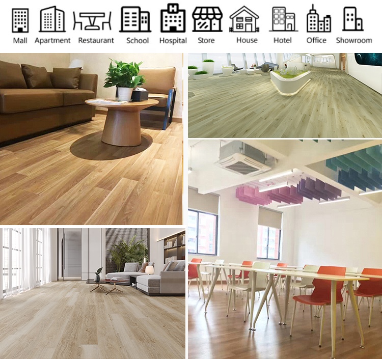 Custom Vinyl Flooring System Design for Hotel Lobby and Rooms Thickness 1.8mm-3.0mm