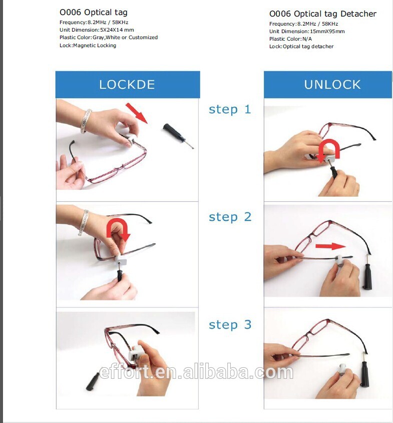 eyeglasses optical security tag sunglass anti theft tag