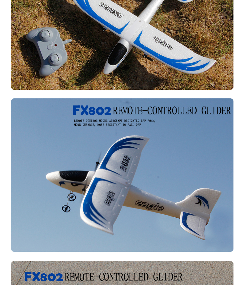 Foam Throwing Plane Airplane Toys Fx802 RC Eagle Glider Aircraft with Automatic Balance and Anti-collision Function