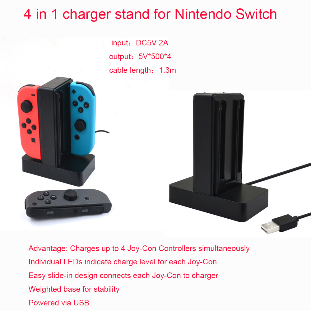 Newly 4 in 1 charger dock charging stand for Nintendo Switch controllers