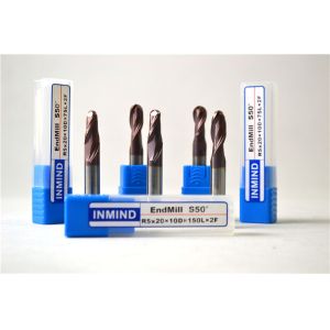 CNC High Precision Ball Nose End Mill With HRC50 Solid Carbide Ball Head Tialn