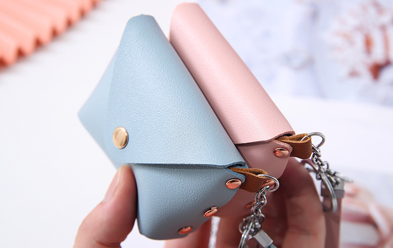 Customized Logo Genuine Leather Minibook Coin Purse for Coin Lanyard Bag