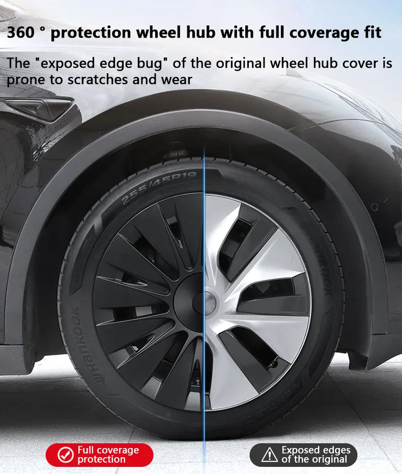 Wheel Hub Cover Cap for Tesla Model 3 Y Modified Protective Cover Decorative Accessories Non-Destructive Installation