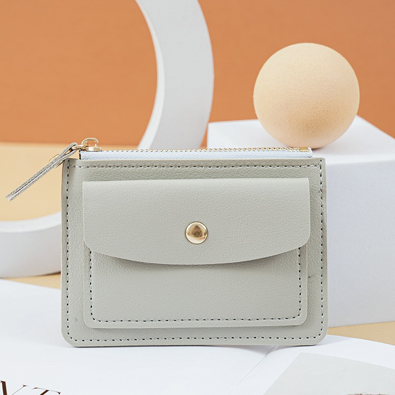 Personalized PU Leather Card Holder Wallet for Women Metal Bead Custom Logo Personalized