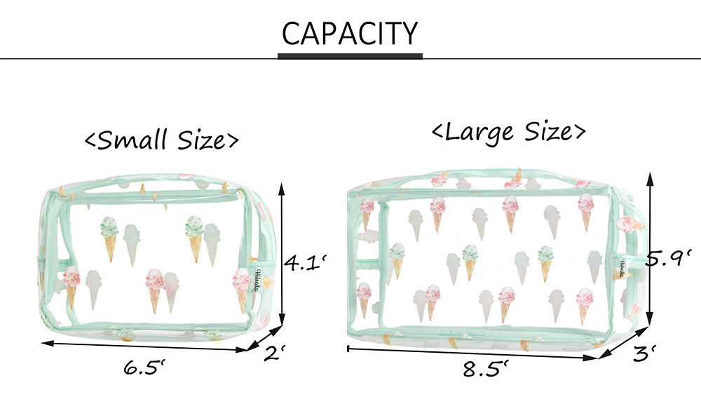 Ice Cream Print Transparent PVC Cosmetic Toiletry Bag