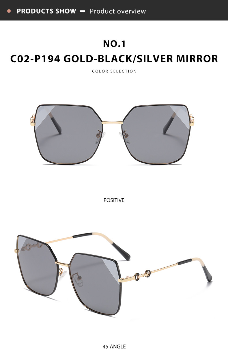 Women Men Oversized Polarized Sunglasses Square Large Metal