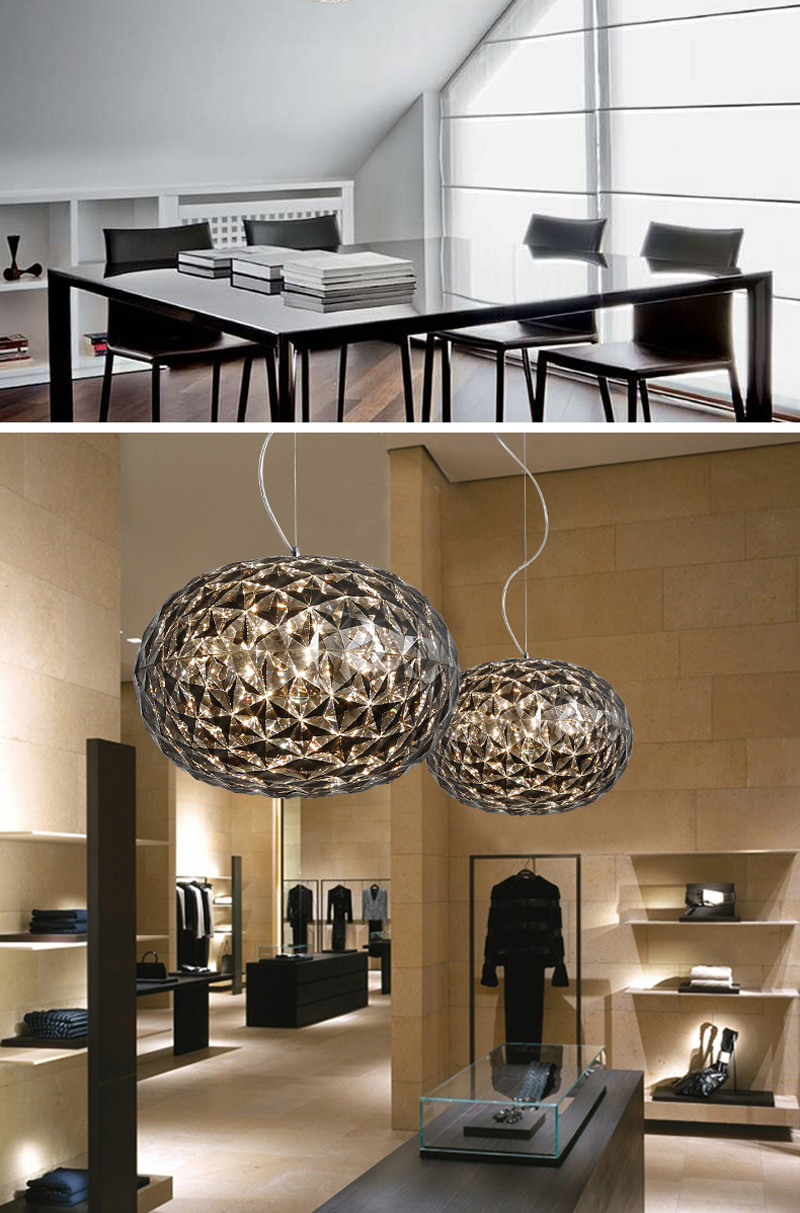 Post Modern Living room Acrylic Oval Ball Chandelier Bedroom Planet Suspension Lamp(WH-MI-385)