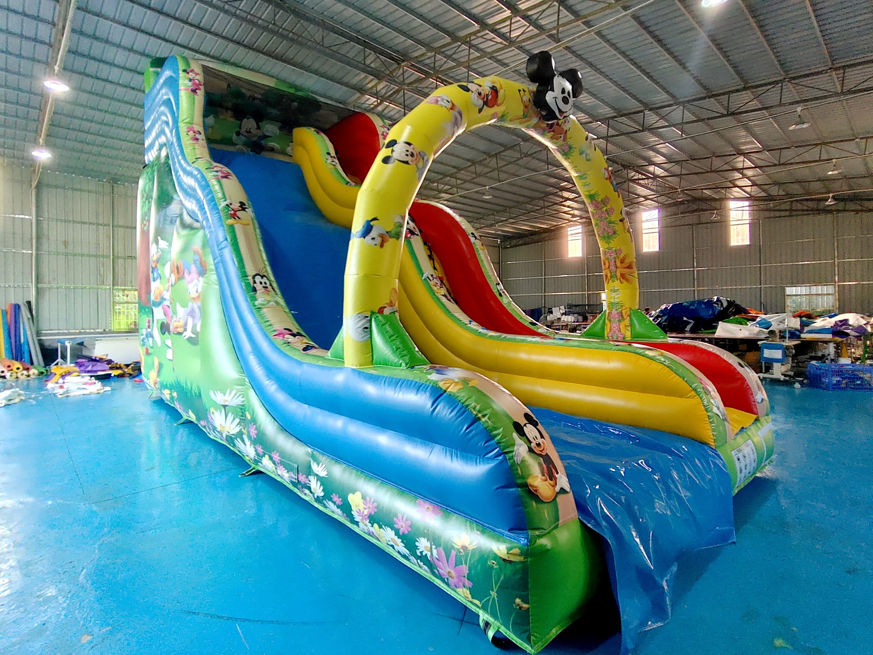 Commercial Outdoor Inflatable Dry Slide Castle Disney Micky Mouse Cartoon Party Inflatable Dry Slide For Kids And Adults