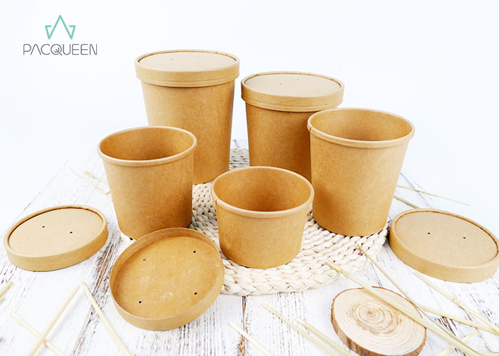 Creative Embossing Disposable Take Out Containers Hot Soup Bowls Environment Friendly