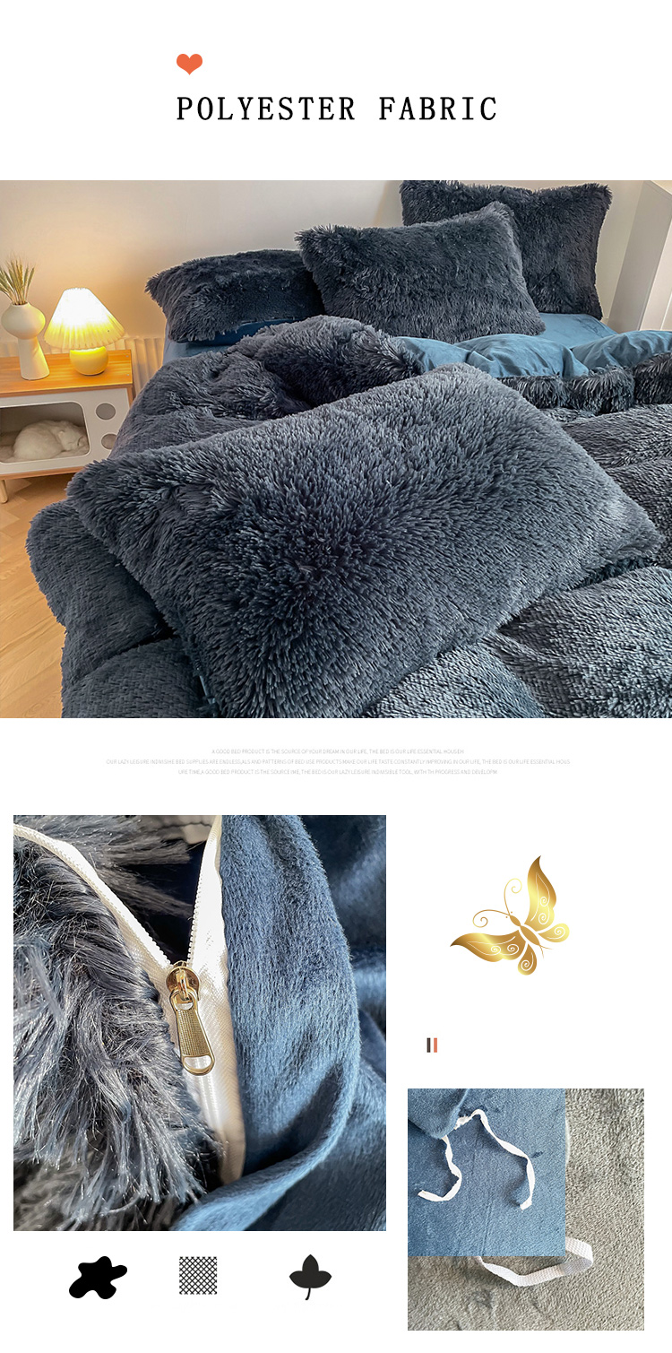 Christmas Luxury Shaggy Super Soft Warm Mink Velvet Duvet Bedding for Autumn Winter
