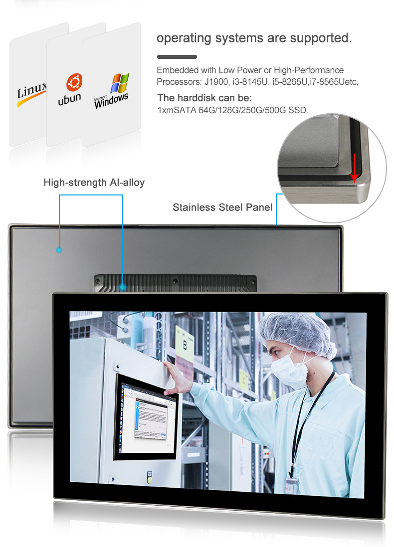 Industrial Computer All In One Touch Screen Panel PC PCAP Touch 4gb 64gb