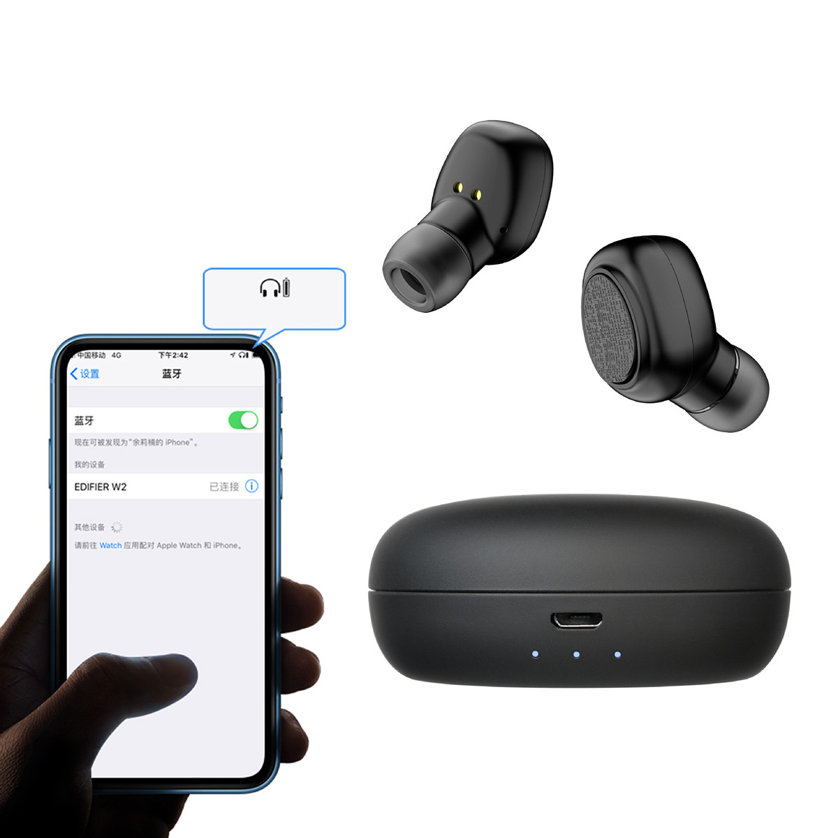 20H-20kHz Mono Bluetooth Headphone 300mah Charger Case 4 Hour Long Playing Time