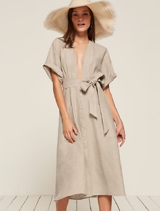 Bohemian Clothing Women Kimono Style V neck Maxi Linen Dress