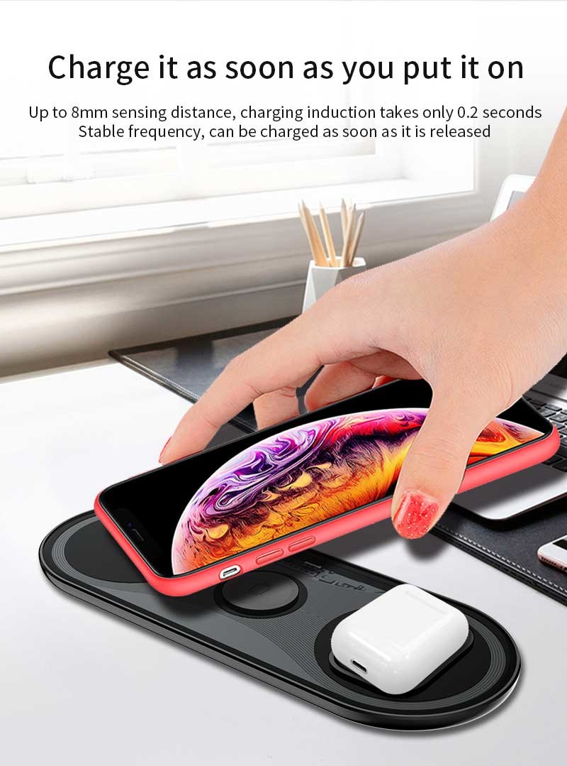 15W 3 In 1 Wireless Charging Stand For Apple Watch IPhone Airpods