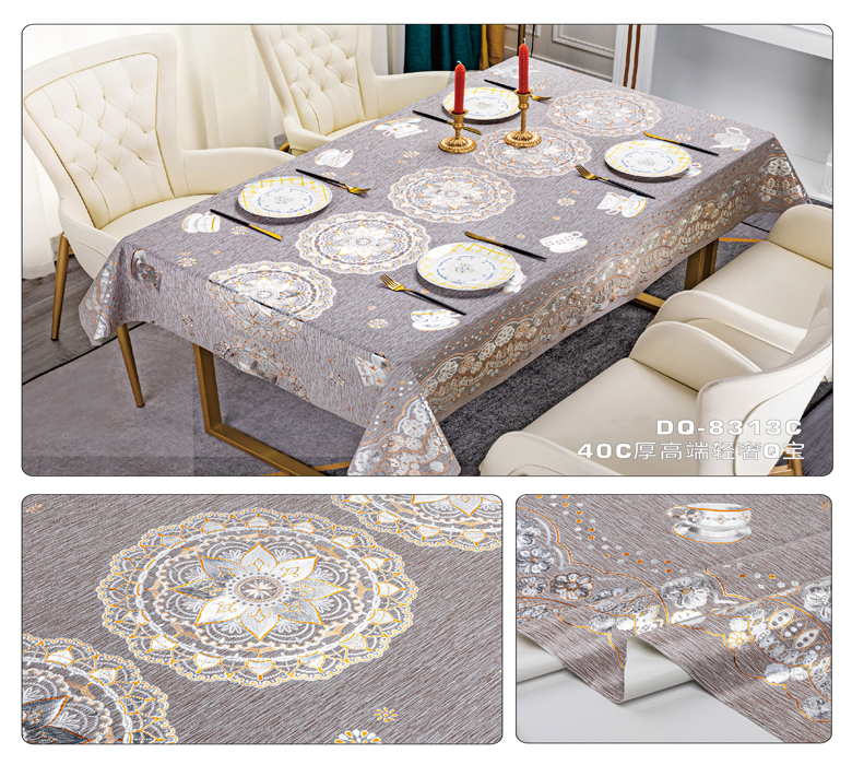 137cm*20m Waterproof Blue Golden Dining Wedding Nonwoven Waterproof Table Cloth Cover