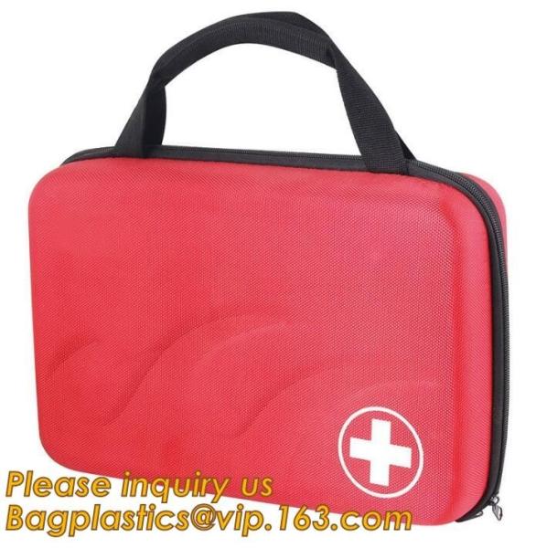 Red pu leather waterproof mini eva first aid kit case,first aid box plastic case