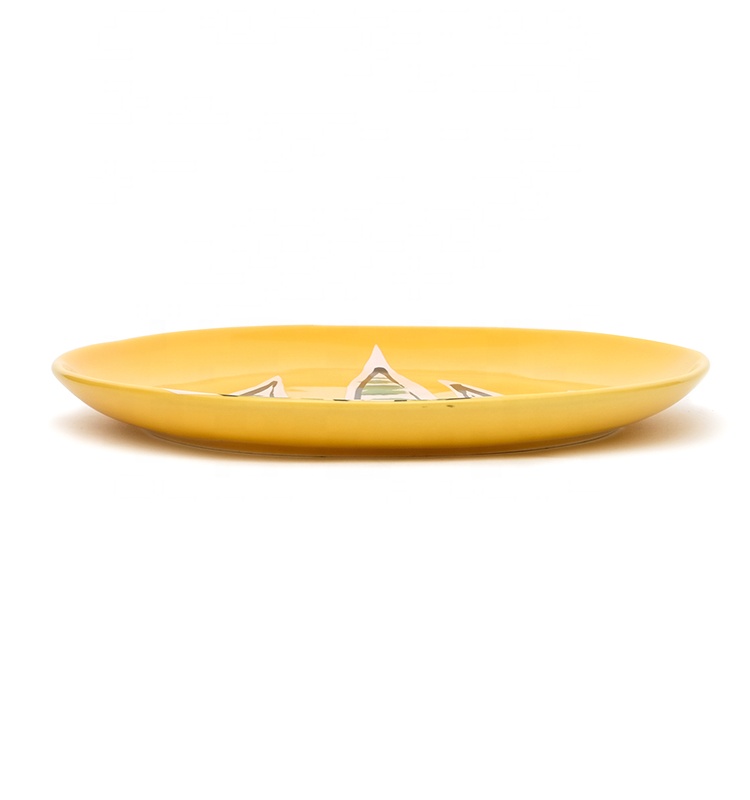 8.8 Inch Cactus Plants Ceramic Salad Plate Dinner Plate For Spring Summer