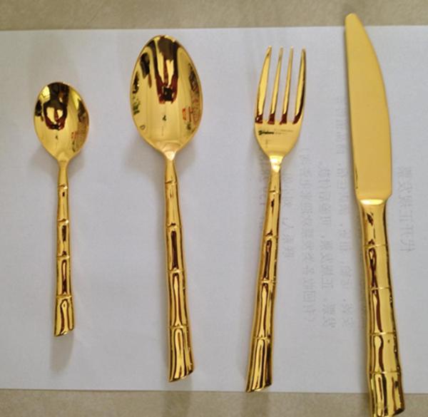 Newto Stainless steel bamboo cutlery/gold flatware/wedding cutlery