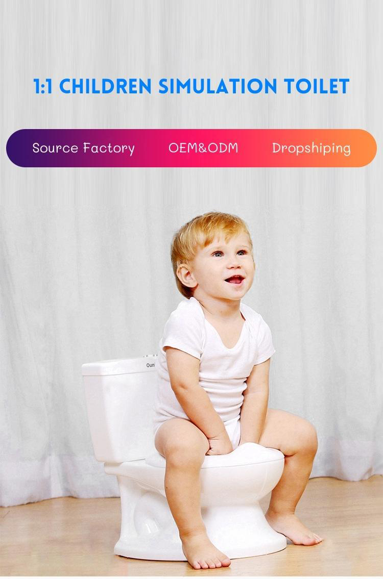 Certified Baby Toilet Potty with Flushing Sound White Blue Pink Kids Potty Trainer EN71 Tested