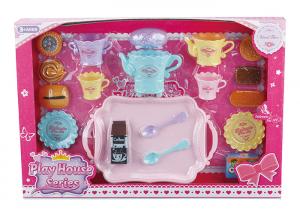 23 Pcs Plastic Cookies Tea Set Fun Toys For Kids W / Big Plate Spoons Cups
