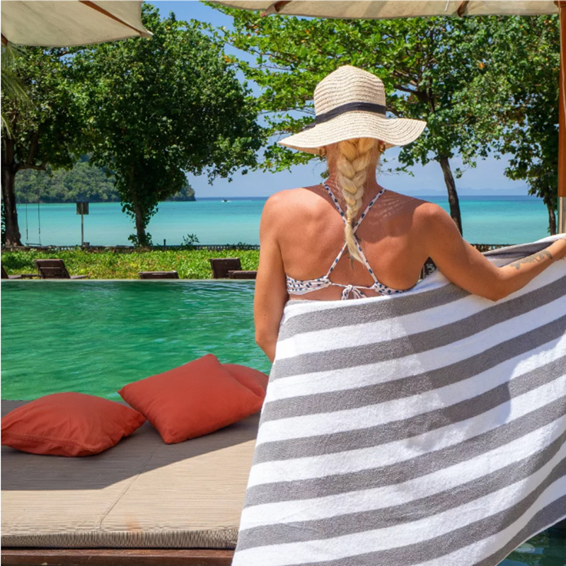 Jet-Set Stripe Towel: Ultra Compact, Quick-Drying & Absorbent Large Beach Towel