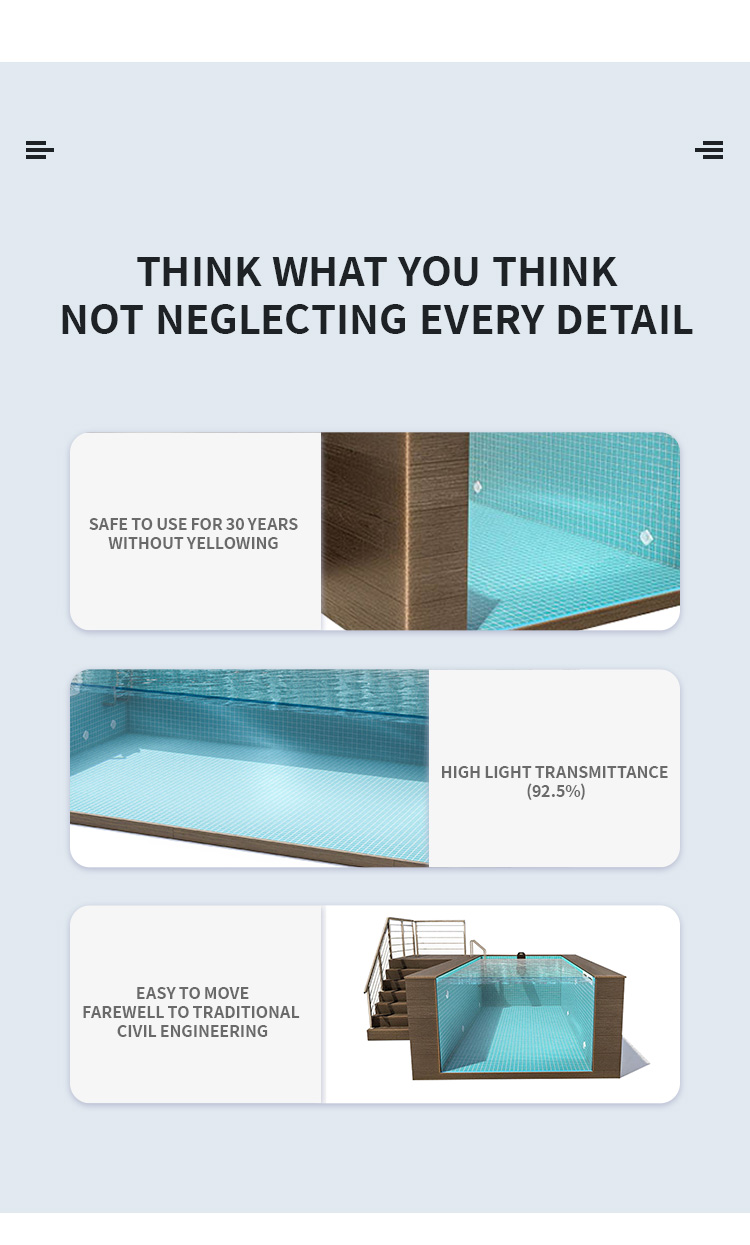 Backyard Prefab Swimming Pool with Above Ground Endless Infinity Design and Air Pump