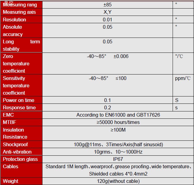 SCA141A High Accuracy 0.05deg Tilt Switch Sensor 2 Axis 4 Directions Measurement