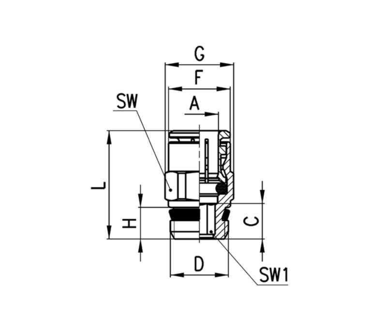 Camozzi S6510 4-1/4 Pneumatic Fittings Suppliers Brass Super-rapid Fittings Series 6000