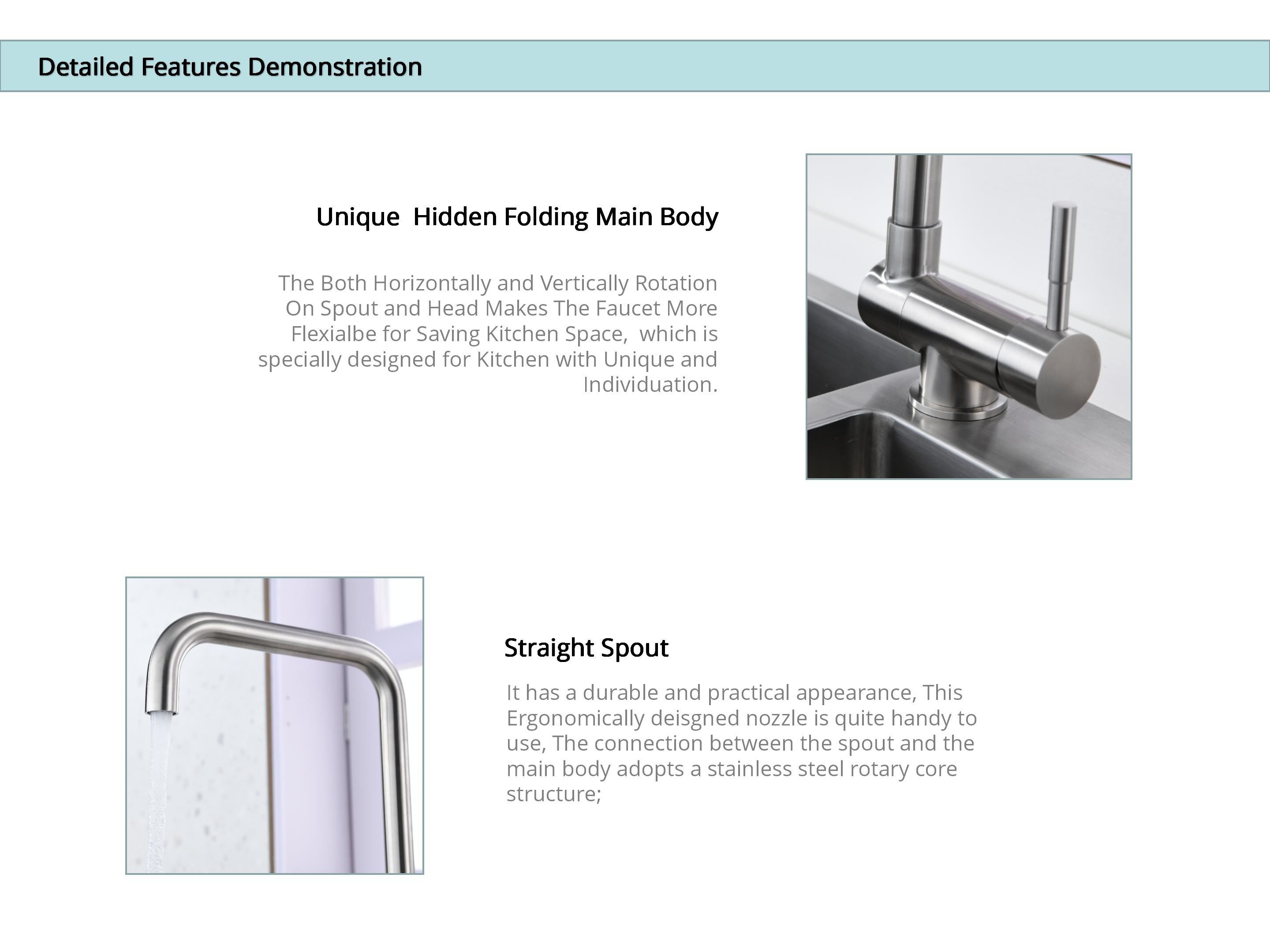 Single Handle Stainless Steel Kitchen Faucets IPX5 Hidden Folding Caravan Sink Taps