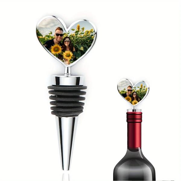 Custom Photo & Name Wine Stopper Ideal Valentine'S Day Gift With Reusable