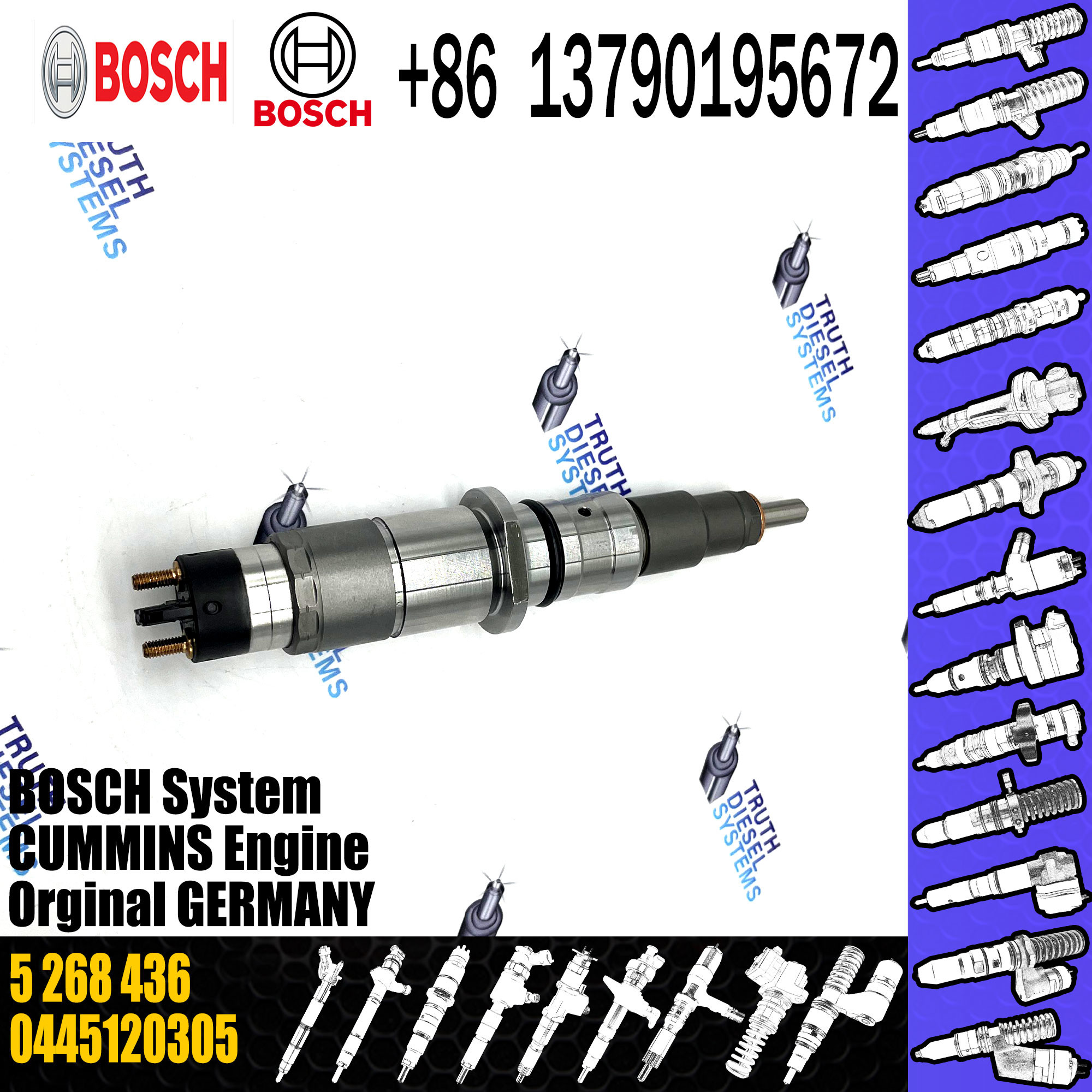 Diesel Engine Fuel Injector Excavator Accessories Diesel Motor Parts 0445120305 6746113100 5268436