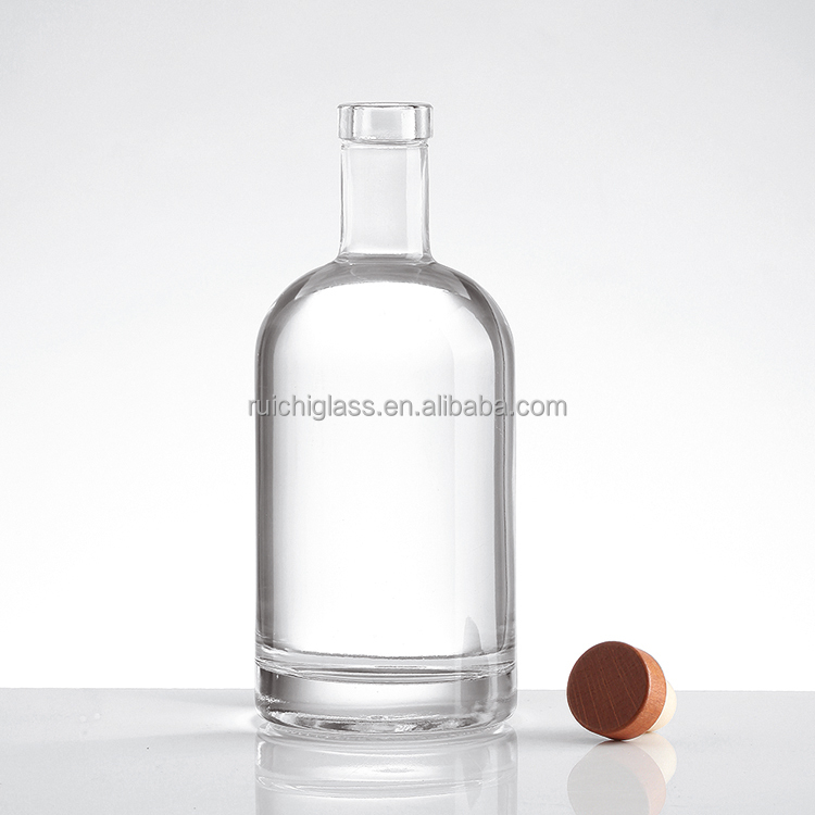 Customize Sealing Clear Glass Bottles for Vodka Whisky Hot Stamping and Cork Included