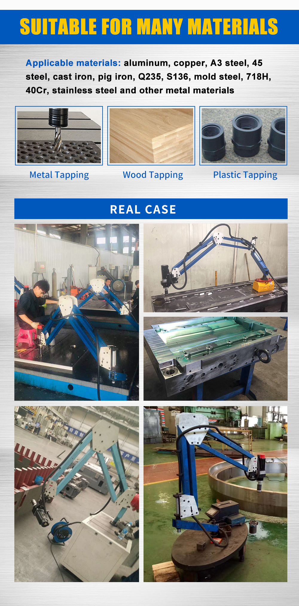 1900mm Long Arm Electric Tapping Machine,M6-M24,Touch Screen,360° Angle Tapper