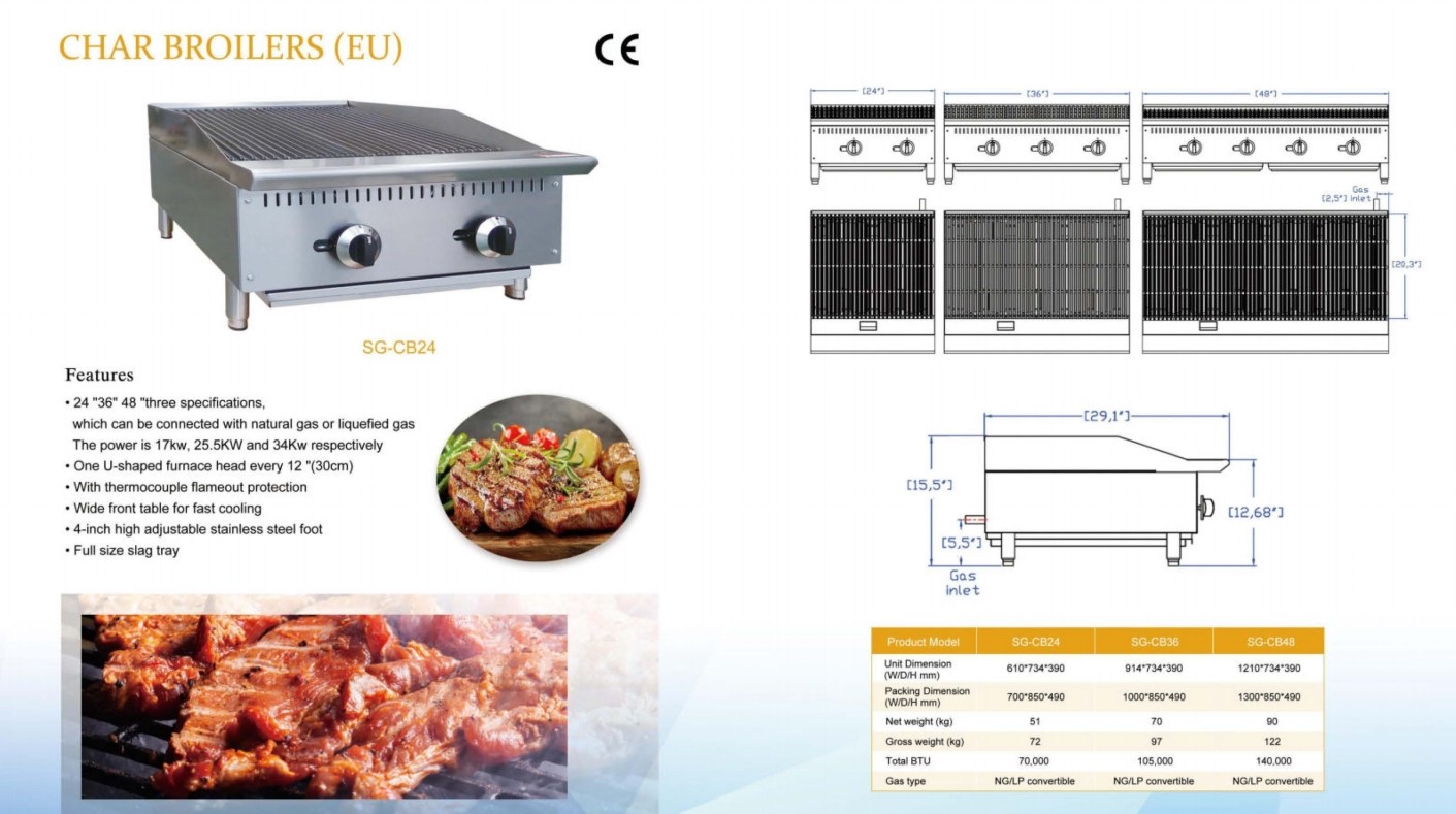 Stainless Steel Powerful Commercial Charbroiler Grill For Restaurant