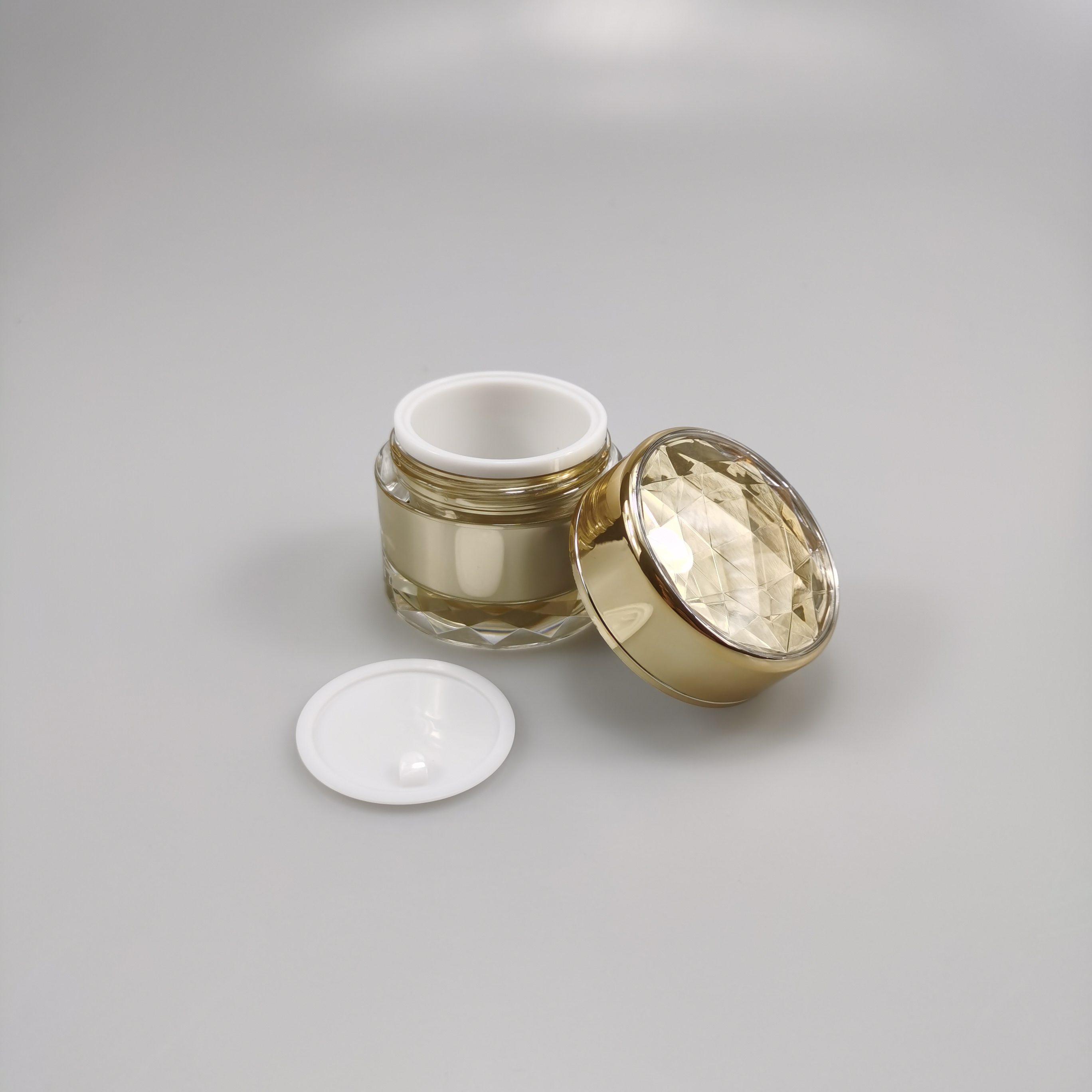 Plastic Type Acrylic ODM OEM Acceptable Cylinder Gold Cream Jar for Eye Cream