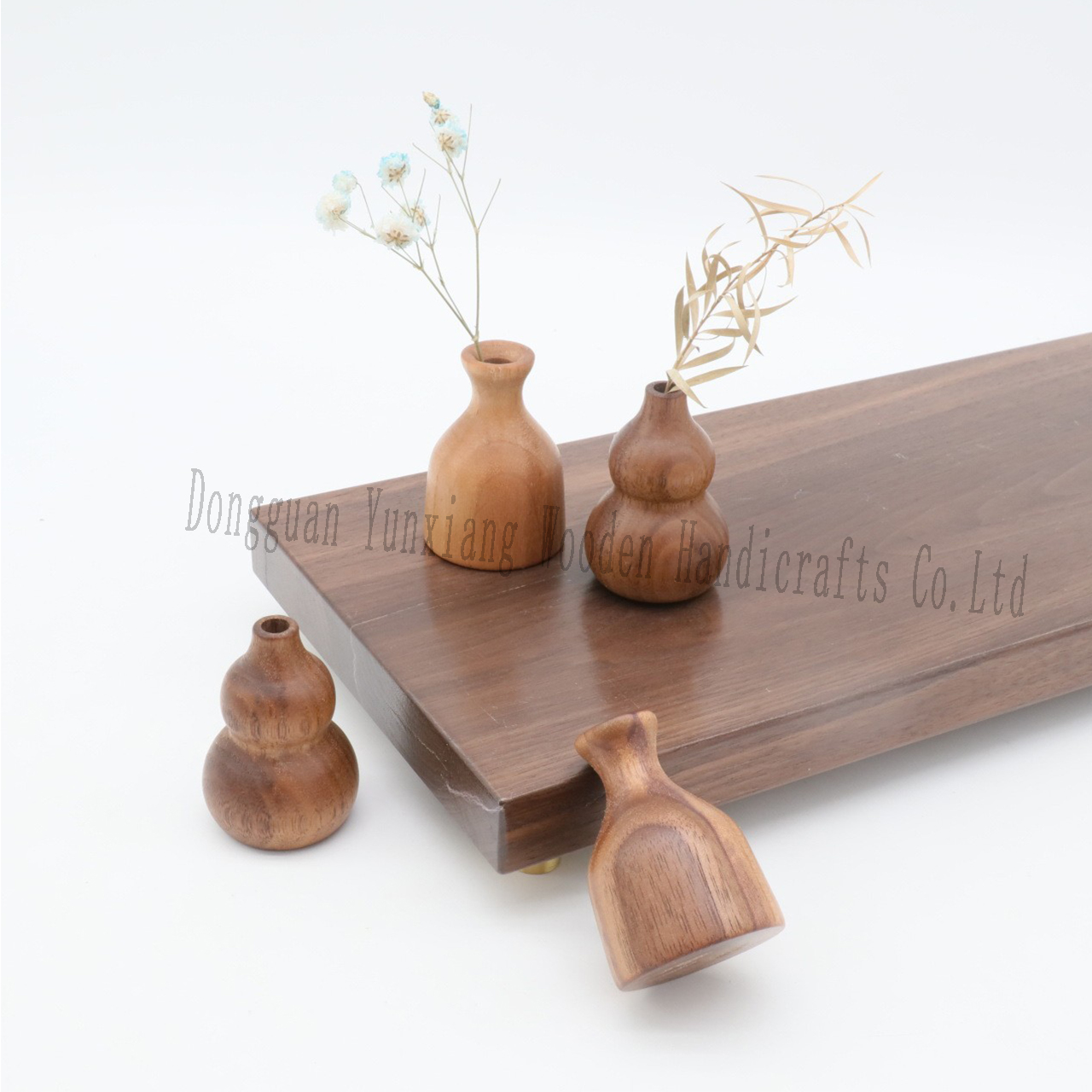 Natural Wooden Gourd Shape Gourd Ornament for DIY Crafts Home Office Desktop Decoration