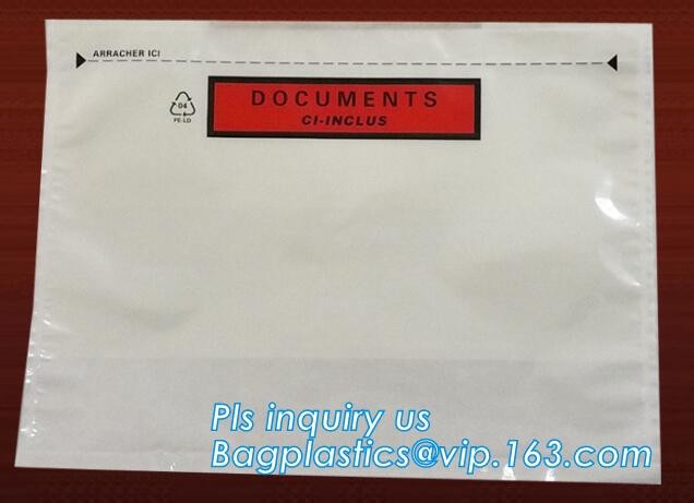 PP film 178*140mm invoice enclosed packing list envelopes, DHL Shipping pockets for waybill, A4 size plastic packing lis