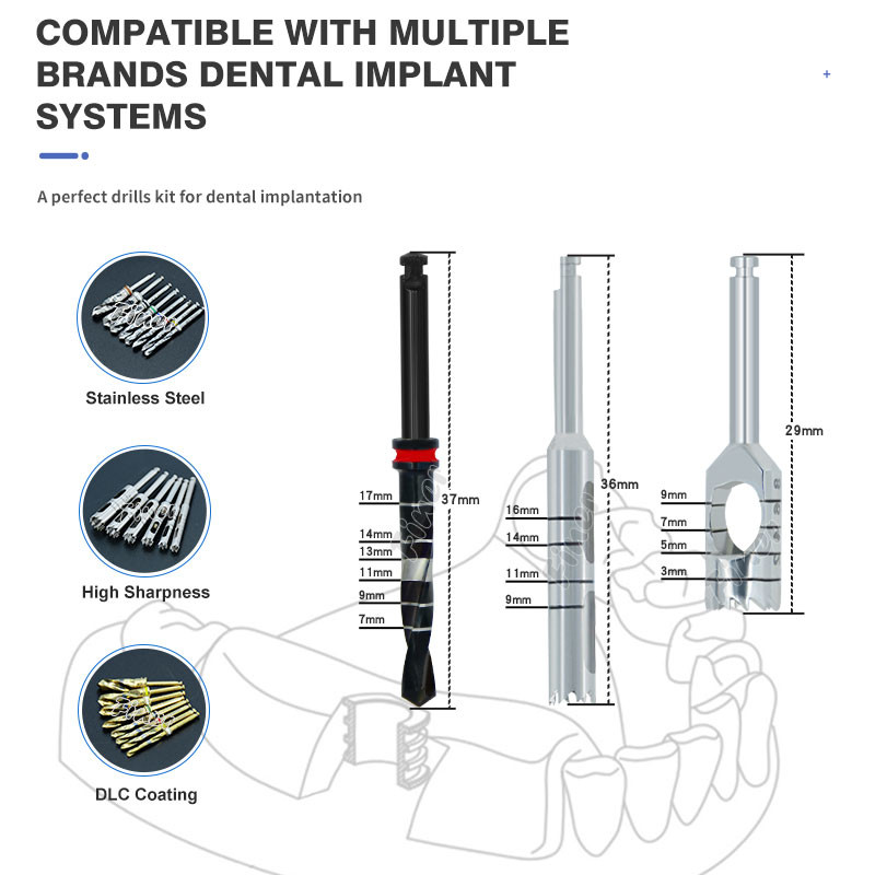 Stainless Steel Short And Long Bone Trephine Drill Dental Implant Drill Kit