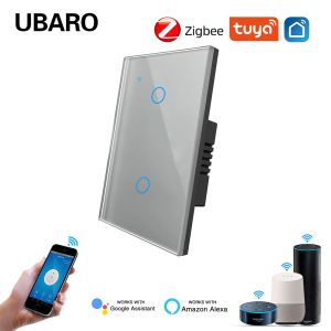 Tempered Glass Panel 2Gang 110V Tuya Zigbee Off/On Switch Smart Life App Wifi