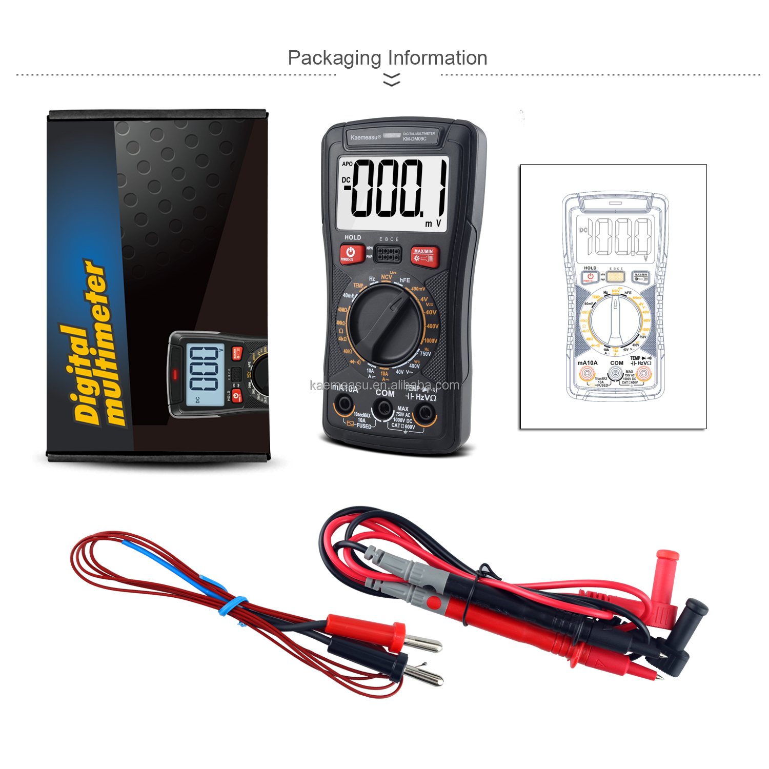 Multifunctional Digital Mini Multimeter for Measuring Resistance and Continuity 200mV-1000V 40-40mF