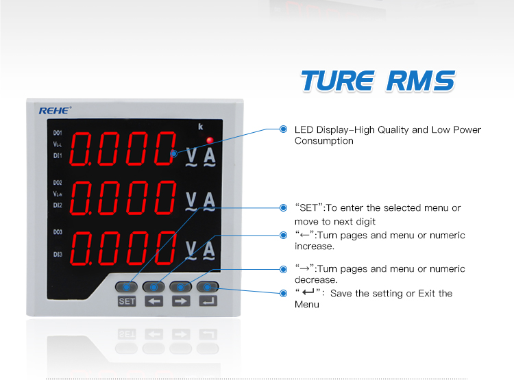 Digital display meter 3 phase digital combination meter amp&volt meter