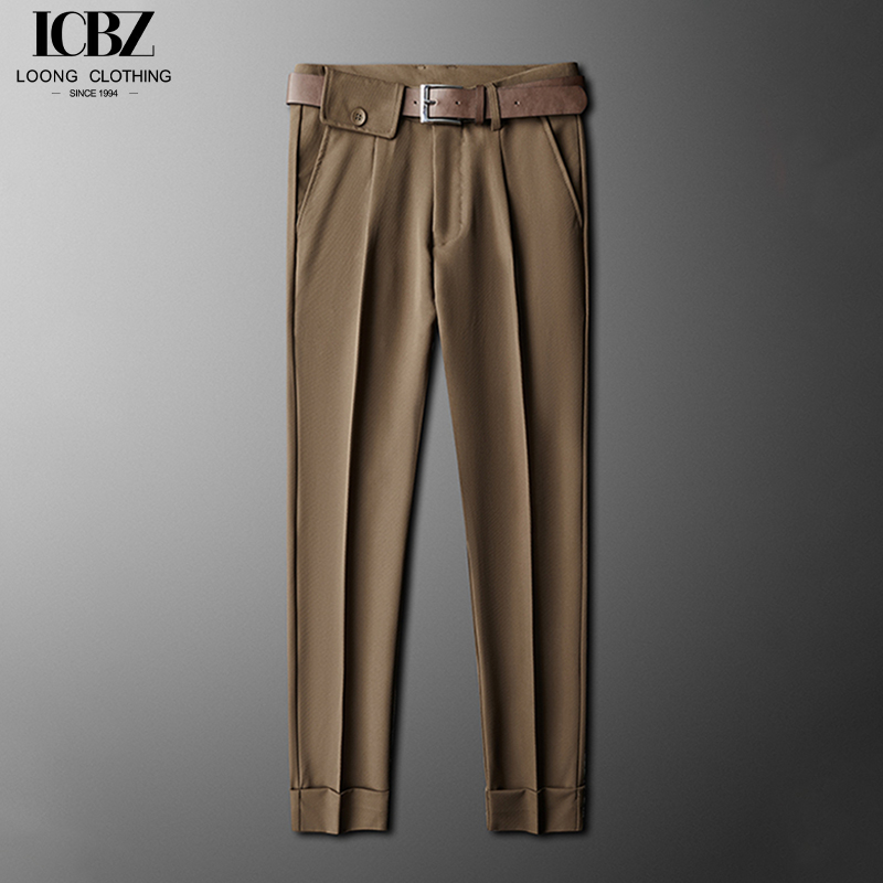 Business Formal Fit Men's Trousers in Knitted Weaving Method with Anti-Wrinkle Design