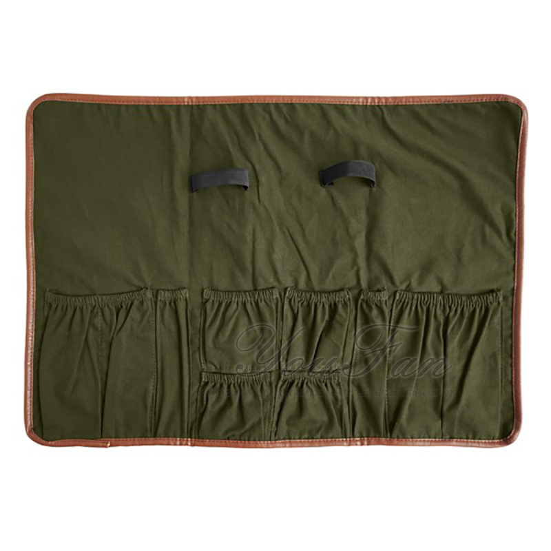 Leather Roll Up Custom Knife Bags Durable With Premium Waxed Canvas Lining