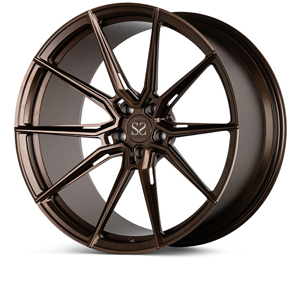 1 Piece Audi Forged Aluminum Alloy Wheels Y Shape 5Spoke Black With Orange Face