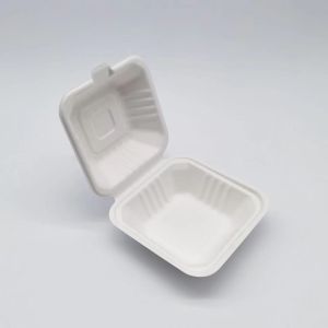  Disposable Compostable Bagasse Hamburger Box Various Sizes Oil Proof Manufactures