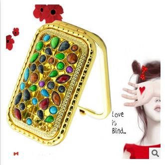 New creative promotion gift customed diamond logo gold luxury pocket makeup