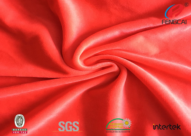 Pink PFD Solid Spandex Velvet Fabric For Lady Garment / Home Textile 1mm Pile