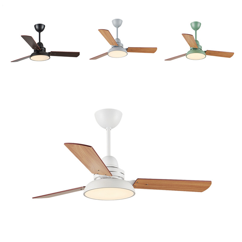48'' Wood Blade Black White Green Grey Body Fan with Light