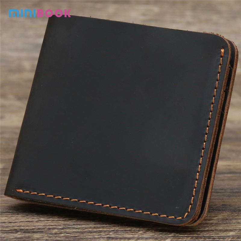 GENUINE LEATHER Vintage Style Card Holder Clip Wallet with Multi Function Minibook