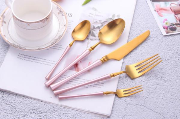NEWTO High Quality Heavy Stainless steel flatware set Pink and Gold Color